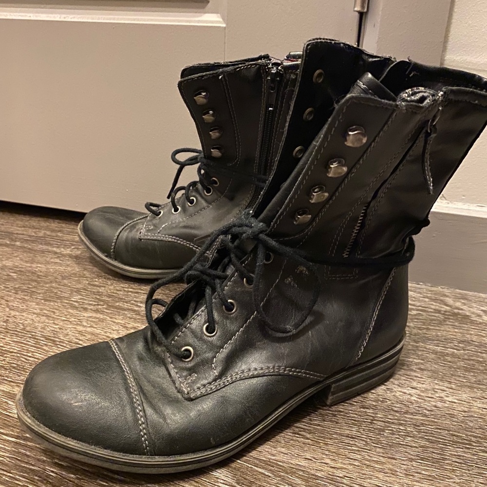 Black combat boots